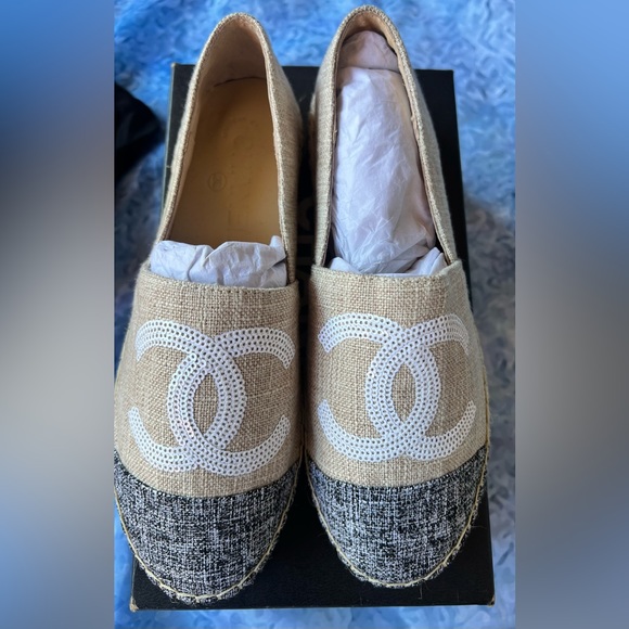 Apricot Chanel Espadrilles size 6.5 - Picture 1 of 9